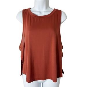 Old Navy Active Women's Ultralite Tank Top XL Rust Orange Mesh Side Slit Go-Dry